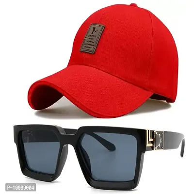 DAVIDSON Round Black Sunglassess with Baseball Cap (C5)-thumb0