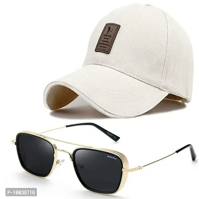 DAVIDSON Round Black Sunglasses with Baseball Cap (C3)-thumb0