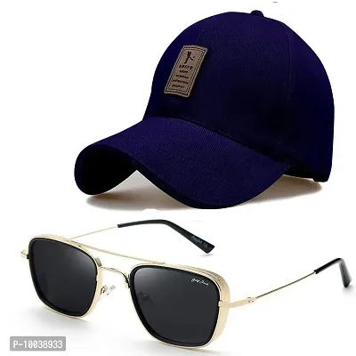 DAVIDSON Round Black Sunglasses with Baseball Cap (C4)-thumb0
