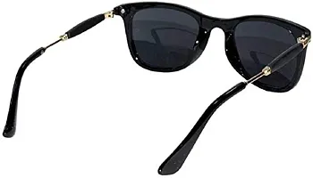 DAVIDSON Unisex Aviator Sunglasses Black Frame Black Lens ( Free Size )-thumb3