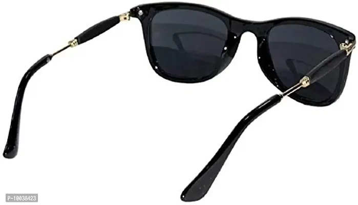 DAVIDSON Unisex Aviator Sunglasses Black Frame Black Lens ( Free Size )-thumb4