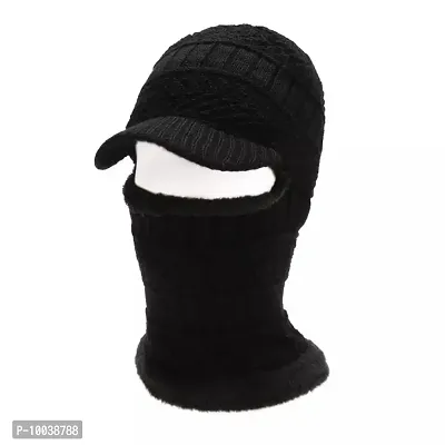 DAVIDSON Winter Knit Beanie Cap Hat Neck Warmer Scarf and Woolen Gloves Set for Men & Women (3 Piece) (C19)