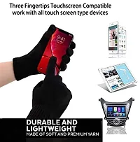 Davidson Latest Stylish Winter Woolen Beanie Cap Scarf (Fur Inside) and Touchscreen Gloves Set for Men and Women Stretch Warm Winter Cap (Red)-thumb1
