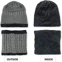 DAVIDSON Women's Woolen Cap with Neck Muffler/Neckwarmer Set of 2 Free Size with Free Gloves (C5)-thumb1
