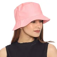 DAVIDSON Pack of 2 Stylish Cotton Pink and White Bucket Cap for Beach Sun Protection for Girls and Women (C2)-thumb1