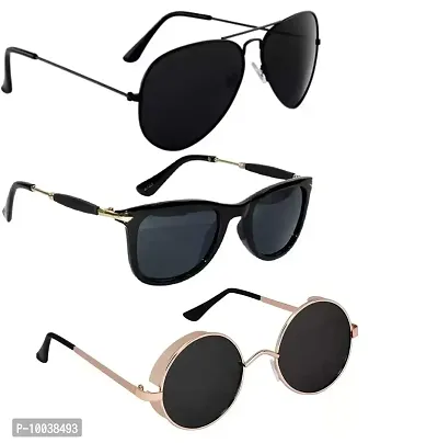 Davidson Stylish sunglasses for men latest 3 Combo Set Of 3 Aviators Unisex Sunglasses  Goggles (C4)-thumb0