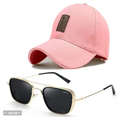 DAVIDSON Round Black Sunglasses with Baseball Cap (C2)