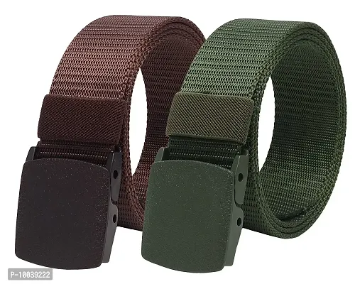 Davidson Pack of 2 Men's Army Style Buckle Belts (C9)