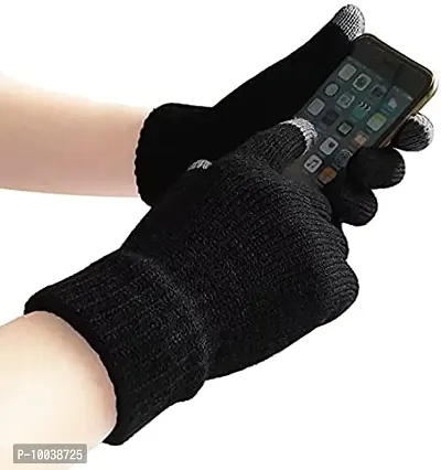 DAVIDSON Winter Knit Beanie Cap Hat Neck Warmer Scarf and Woolen Gloves Set for Men  Women (3 Piece) (C13)-thumb5