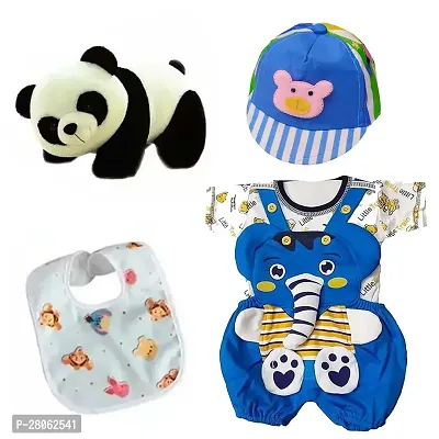 Dungaree Dress with Cap, Panda Toy  Baby Bibs-thumb0