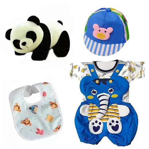 Dungaree Dress with Cap, Toy Baby Bibs