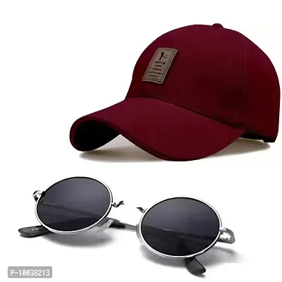 DAVIDSON Round Murcury Sunglasses with Baseball Cap (C-6)