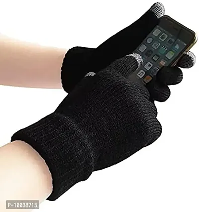 DAVIDSON Winter Knit Beanie Cap Hat Neck Warmer Scarf and Woolen Gloves Set for Men  Women (3 Piece) (C10)-thumb3