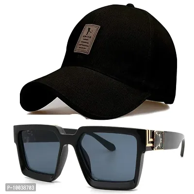 DAVIDSON Round Black Sunglasses with Baseball Cap (C7)