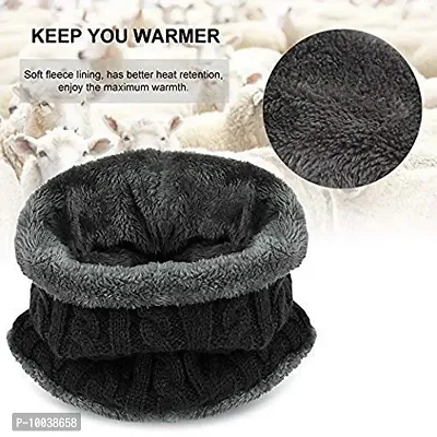 DAVIDSON 2 Pcs - Cap and Scarf - Imported Soft Warm Snow and Air Proof Fleece Knitted Cap (Inside Fur) Woolen Beanie Winter Cap with Scarf for Women Girl Ladies (C2)-thumb4