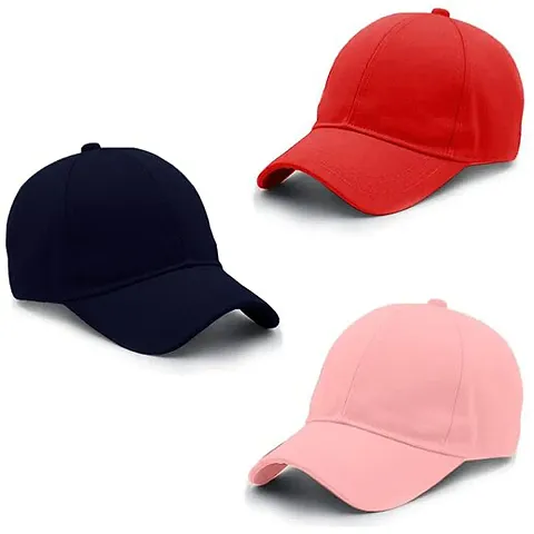 DAVIDSON Set of 3 Cotton Stylish Adjustable Baseball caps for Sun Protection