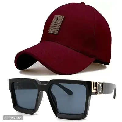 DAVIDSON Stylish Basball Cap with Jazz manak Inspired Sunglasses for Men Women Boys and Girls (C5)