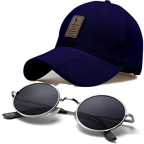 DAVIDSON Round Murcury Sunglasses with Baseball Caps (C3)