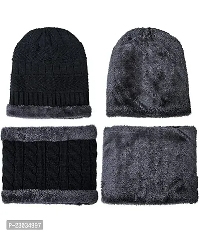 Wool Beanie Cap  Muffler for Mens  Women for winter with free accessories-thumb2