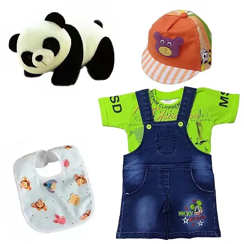 Dungaree Dress with Cap, Toy Baby Bibs