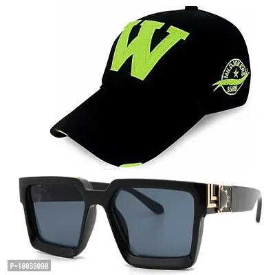 DAVIDSON Round Black Sunglassess with Baseball Cap (C6)