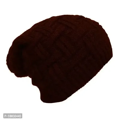 Davidson Men's Winter Woollen Beanie Cap Slouchy Black Color (Red)-thumb0