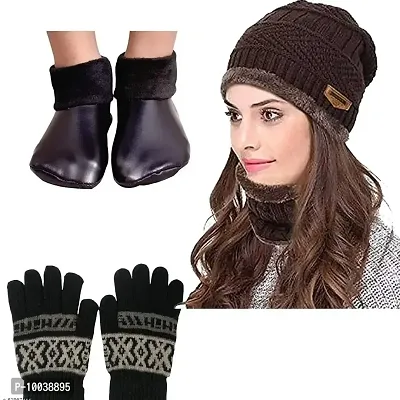 Siberian Clothing Set of complete winter solution for women(cap,neckwarmer,earmuffs,gloves,socks) (C6)