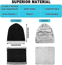 DAVIDSON Winter Knit Beanie Cap Hat Neck Warmer Scarf and Woolen Gloves Set for Men  Women (3 Piece) (C10)-thumb4