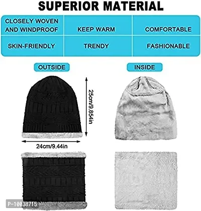 DAVIDSON Winter Knit Beanie Cap Hat Neck Warmer Scarf and Woolen Gloves Set for Men  Women (3 Piece) (C10)-thumb5