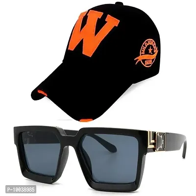 DAVIDSON Round Black Sunglassess with Baseball Cap (C7)