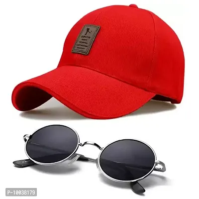 DAVIDSON Round Murcury Sunglasses with Baseball Cap (C-3)-thumb0