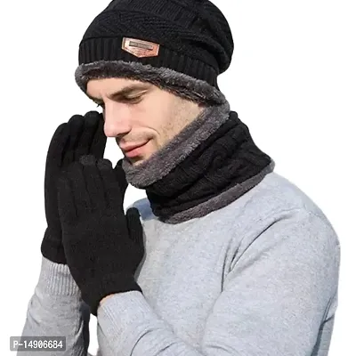 Davidson Winter Cap, Neck Scarf/Neck Warmer with Hand Gloves Touch Screen for Men  Women, Warm Neck and Cap with touch screen glove (Option-6)