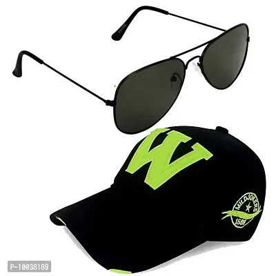Davidson Black Aviator Sunglasses With Pure Cotton Cap for Sun Protection for Men Women (Option-9) (Option-4)-thumb0