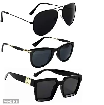 Davidson Stylish sunglasses for men latest 3 Combo Set Of 3 Aviators Unisex Sunglasses  Goggles (C3)-thumb0