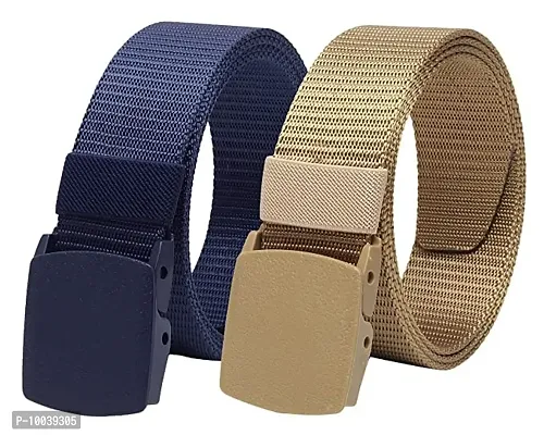 Davidson Pack of 2 Men's Army Style Buckle Belts (C10)-thumb0