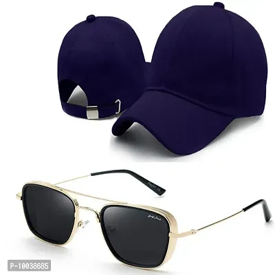 DAVIDSON Round Black Sunglasses with Baseball Cap (C8)