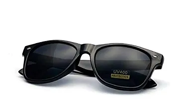 DAVIDSON Unisex Aviator Sunglasses Black Frame Black Lens ( Free Size )-thumb1