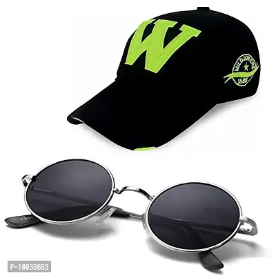 DAVIDSON Round Murcury Sunglasses with Baseball Caps (C7)