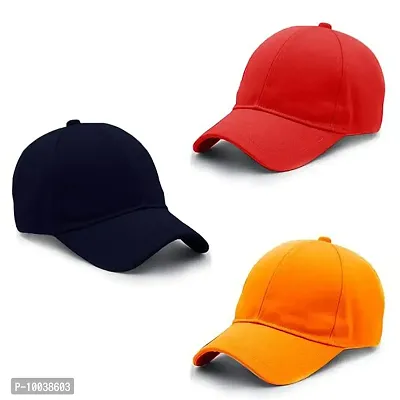 DAVIDSON Unisex Cotton Baseball Cap (Pack Of 3) (NM-0098_Orange_Free Size)-thumb0