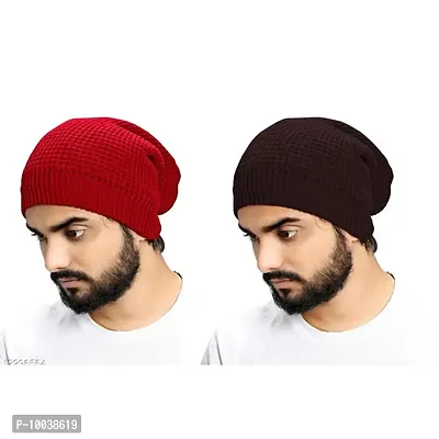 DAVIDSON Set of 2 Inside Fur Winter Beanie Caps (C2)