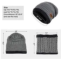 DAVIDSON Women's Woolen Cap with Neck Muffler/Neckwarmer Set of 2 Free Size with Free Gloves (C5)-thumb2