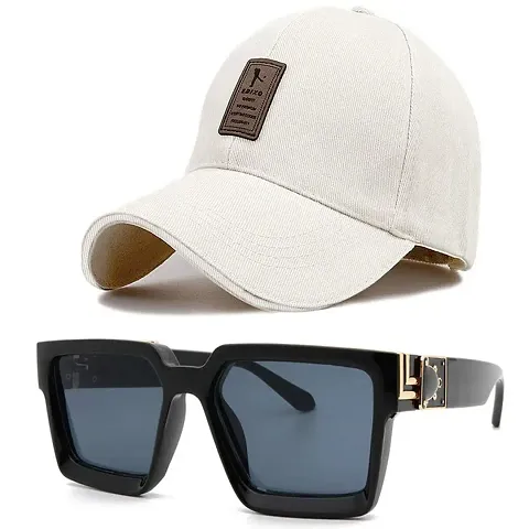 DAVIDSON Round Black Sunglasses with Baseball Cap
