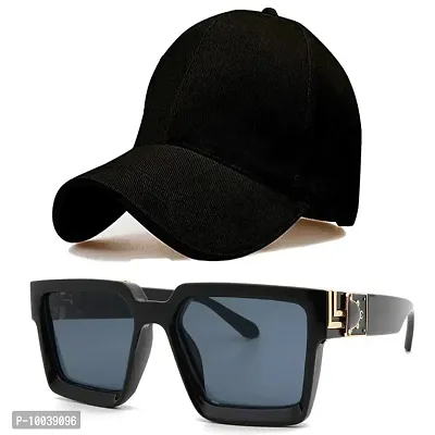 DAVIDSON Round Black Sunglasses with Baseball Cap (C4)