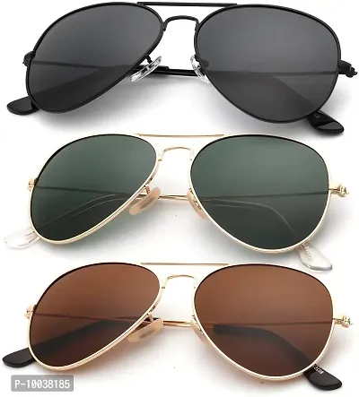 Davidson UV Protection Aviator Combo Sunglasses (Free Size) For Men Women Boys and Girls (C2)-thumb0