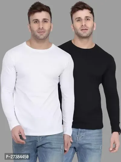 Trendy Cotton Blend T-shirt for Men - Pack of 2-thumb0