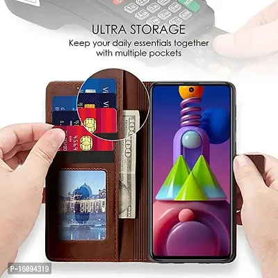 AllGuds Oppo A3S / Realme C1 Flip Case Leather Finish | Inside TPU with Card Pockets | Wallet Stand and Shock Proof | Magnetic Closing | Complete Protection Flip Cover for Oppo A3S (Brown)-thumb2