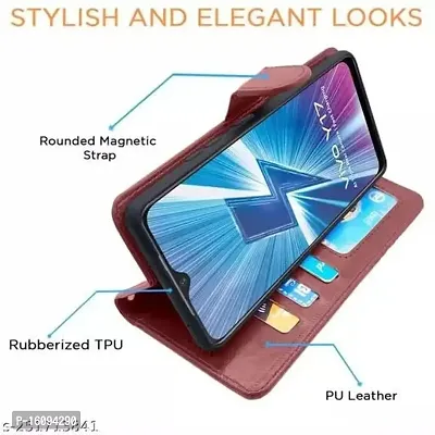 AllGuds Vivo Y12 / Y15 / Y17 / U10 Flip Case | Vintage Leather Finish | Inside TPU with Card Pockets | Wallet Stand | Magnetic Closing | Flip Cover for Vivo Y12 / Y15 / Y17 / U10 (Brown)-thumb4