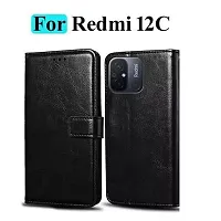 AllGuds Geleser Flip Cover for Redmi 12c Vintage Flip Cover (Black)-thumb3