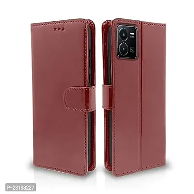 AllGuds Vivo Y35 Back Cover , Vivo Y35 Flip Cover (Brown)