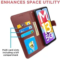 AllGuds SAMSUNG GALAXY M13 5G FLIP COVER (Brown)-thumb4